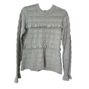 ELLA MOSS Top Juniors Size XL Emma Grey Ruffle Knit Long Sleeve Pullover Sweater